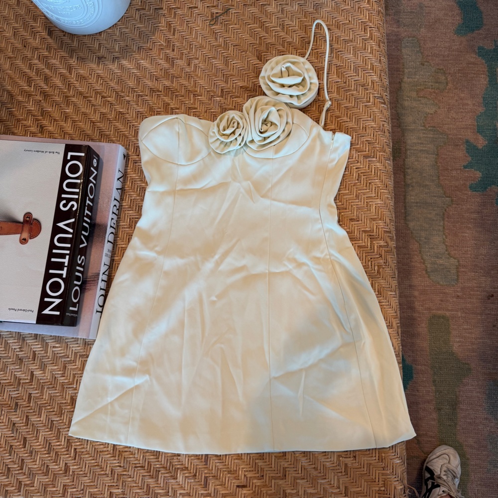 Peppermayo Yellow/Cream Mini Dress with Floral Detail